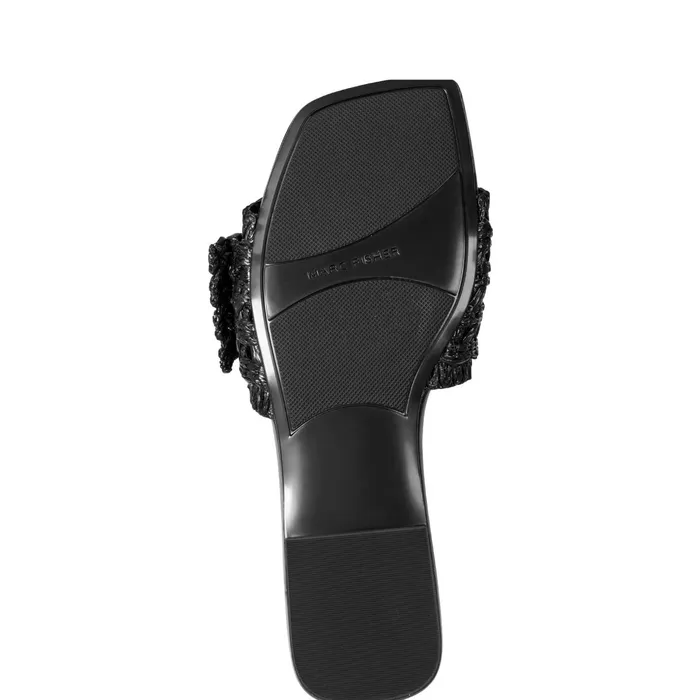Women Loree Flat Slide Sandal Black Marc Fisher Mules and Slides