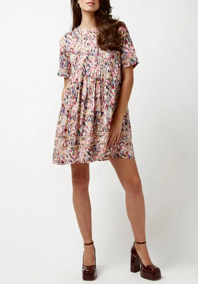 Women Lotus Babydoll Dress Rainbow Mix Buffalo David Bitton Dresses and Jumpsuits