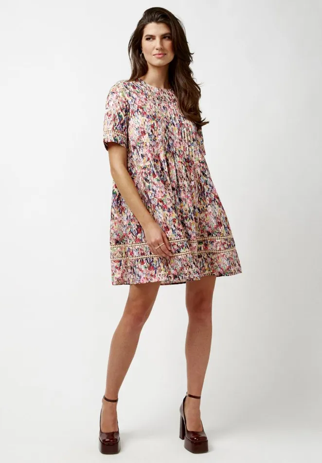 Women Lotus Babydoll Dress Rainbow Mix Buffalo David Bitton Dresses and Jumpsuits
