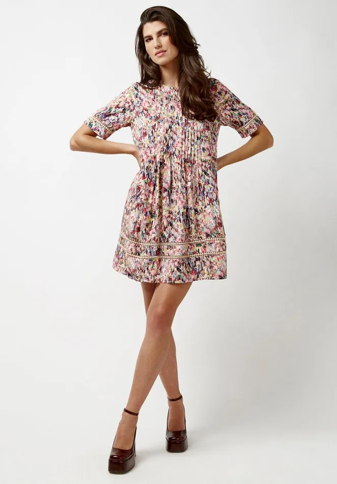 Women Lotus Babydoll Dress Rainbow Mix Buffalo David Bitton Dresses and Jumpsuits