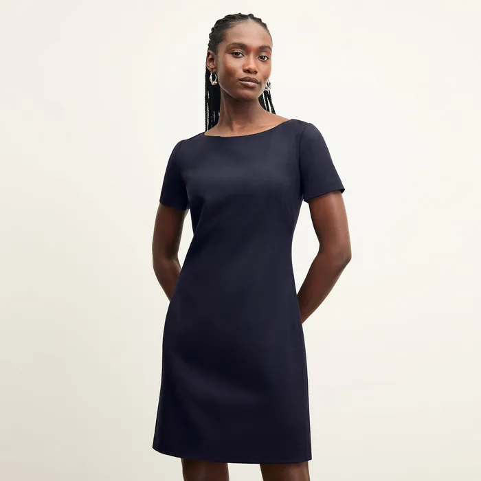 Women M M LaFleur The Rosie Dress 8211 Washable Wool Twill Dark Navy Suiting