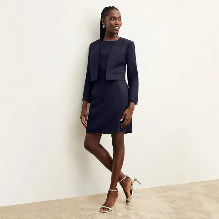 Women M M LaFleur The Rosie Dress 8211 Washable Wool Twill Dark Navy Suiting