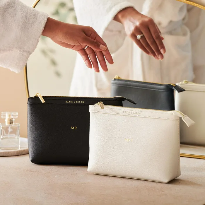 Women Makeup and Wash Bags Katie Loxton Wash Bags Set 8211 Mr and Mrs 8211 Black and Off White Women Makeup and Wash Bags Katie Loxton Wash Bags Set 8211 Mr and Mrs 8211 Black and Off White