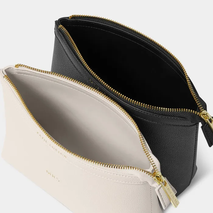 Women Makeup and Wash Bags Katie Loxton Wash Bags Set 8211 Mr and Mrs 8211 Black and Off White