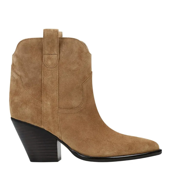 Women Marlie Western Bootie Natural Suede Marc Fisher Booties