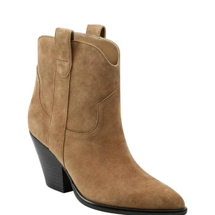 Women Marlie Western Bootie Natural Suede Marc Fisher Booties