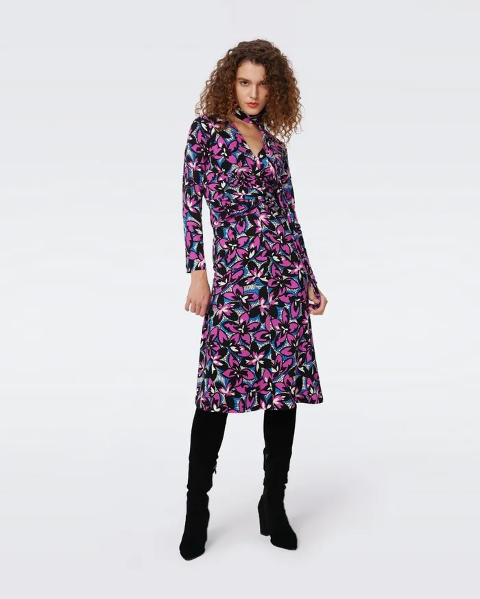 Women Marsha Dress Fishnet Floral Purple Blush DVF Dresses