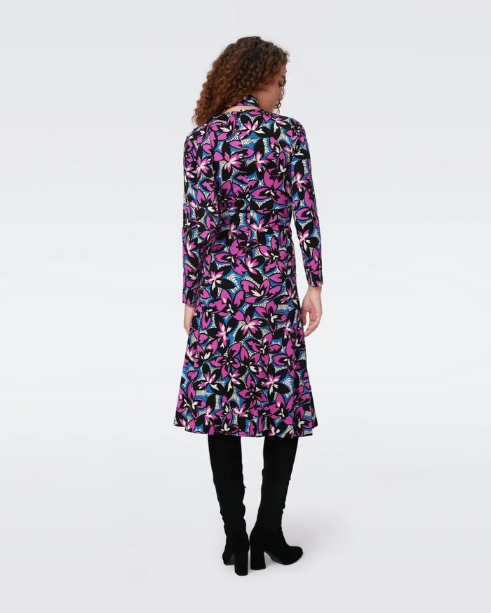 Women Marsha Dress Fishnet Floral Purple Blush DVF Dresses