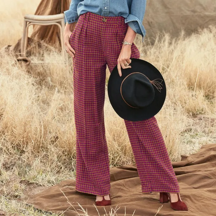 Women Mayra Plaid Pants Rouge Sundance Catalog Pants and Shorts