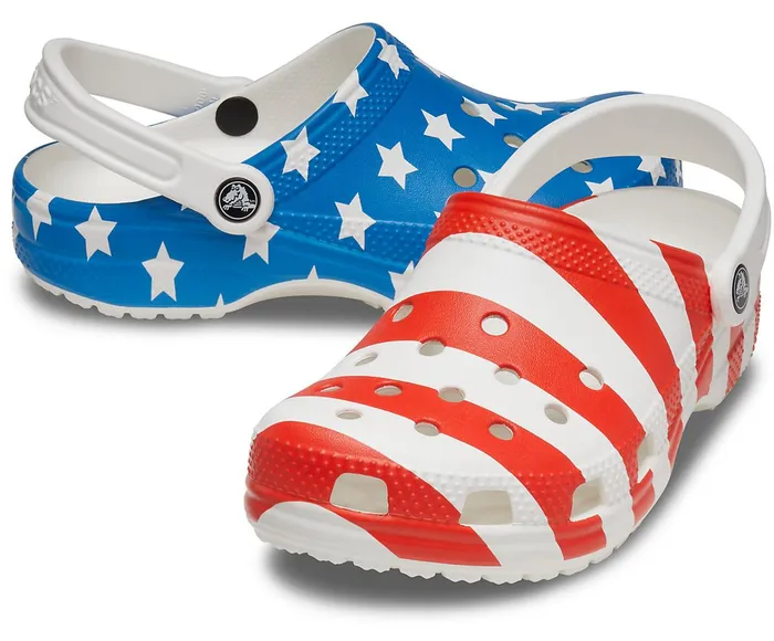 WomenMen Classic American Flag Clog White Multi Crocs Clogs