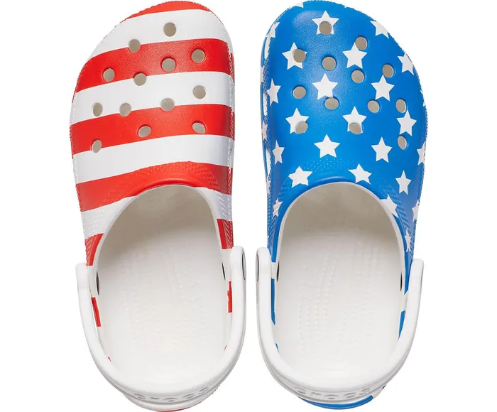 WomenMen Classic American Flag Clog White Multi Crocs Clogs