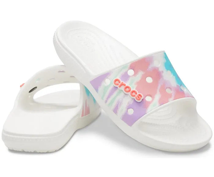 WomenMen Classic Crocs TieDye Graphic Slide Fresco Multi Crocs Sandals