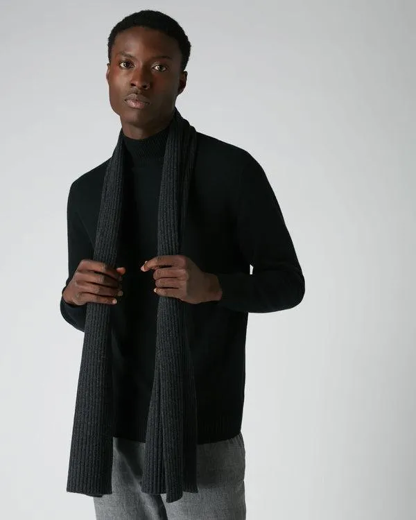 WomenMen Unisex Short Ribbed Cashmere ScarfIn Dark Charcoal Grey Dark Charcoal Grey NPeal Cashmere Scarves