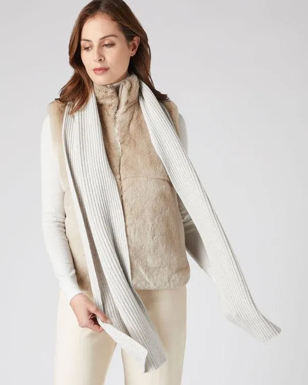 WomenMen Unisex Short Ribbed Cashmere ScarfIn Pebble Grey Pebble Grey NPeal Cashmere Scarves