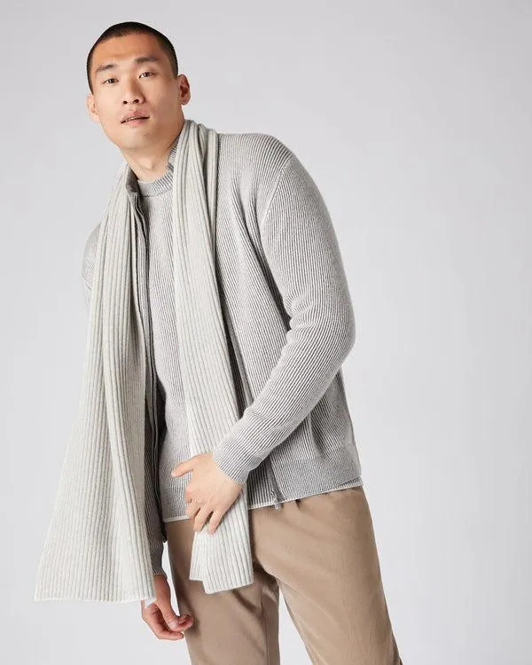 WomenMen Unisex Short Ribbed Cashmere ScarfIn Pebble Grey Pebble Grey NPeal Cashmere Scarves