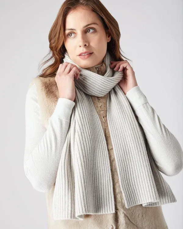 WomenMen Unisex Short Ribbed Cashmere ScarfIn Pebble Grey Pebble Grey NPeal Cashmere Scarves