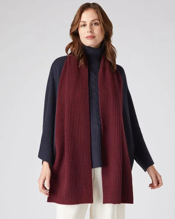 WomenMen Unisex Short Ribbed Cashmere ScarfIn Shiraz Melange Red Shiraz Melange Red NPeal Cashmere Scarves
