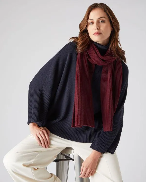 WomenMen Unisex Short Ribbed Cashmere ScarfIn Shiraz Melange Red Shiraz Melange Red NPeal Cashmere Scarves