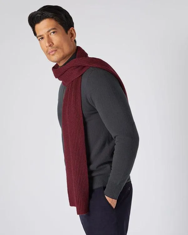 WomenMen Unisex Short Ribbed Cashmere ScarfIn Shiraz Melange Red Shiraz Melange Red NPeal Cashmere Scarves