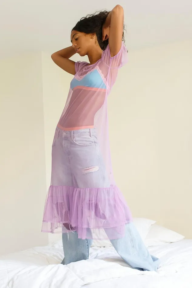 Women Midi Dresses Free People Sheer Midi Slip Lavender