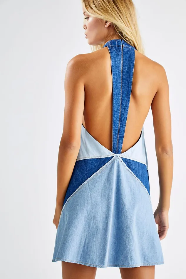 Women Mini Dresses Free People Rising Sun Mini Dress Moody Blue Combo