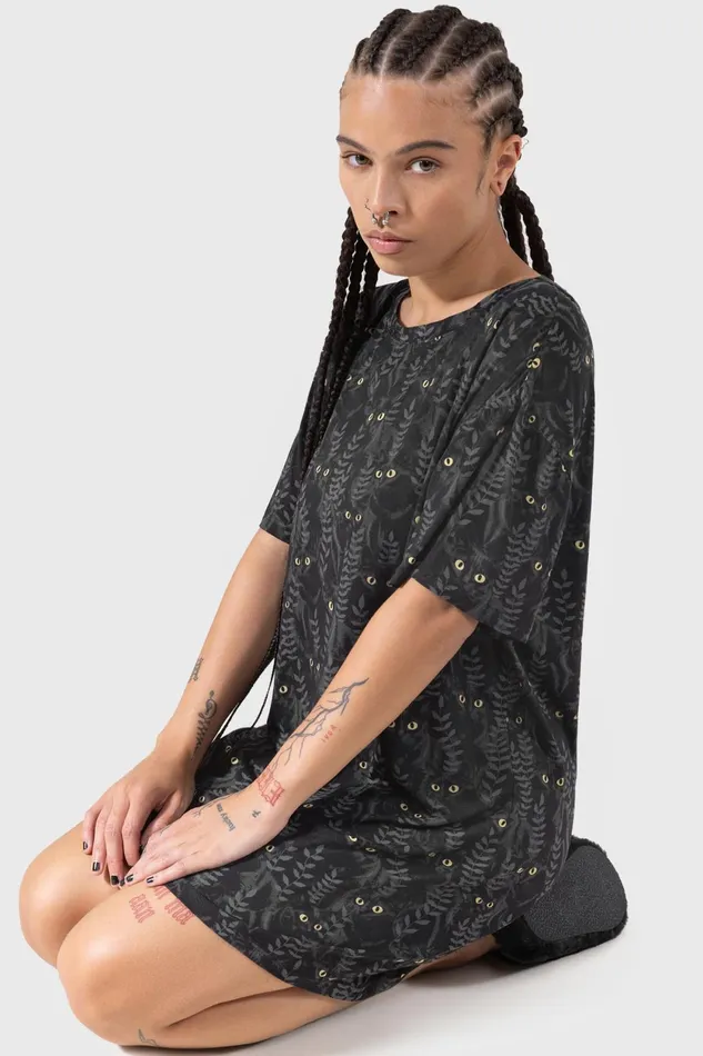 Women Mini Killstar Familiar Woods TShirt Dress
