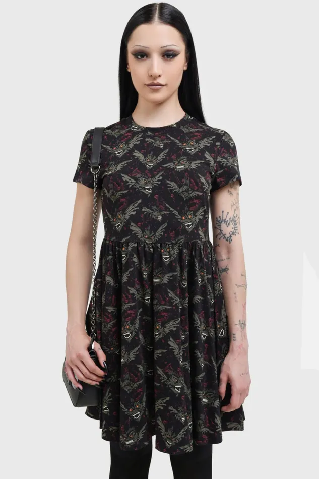 Women Mini Killstar Gremlins After Midnight Skater Dress