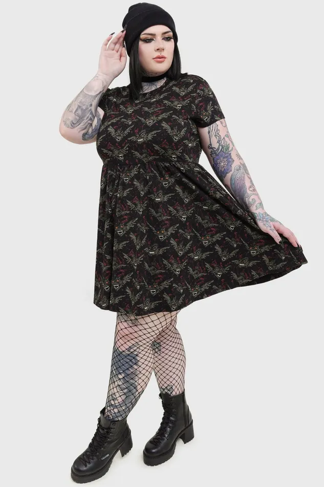 Women Mini Killstar Gremlins After Midnight Skater Dress