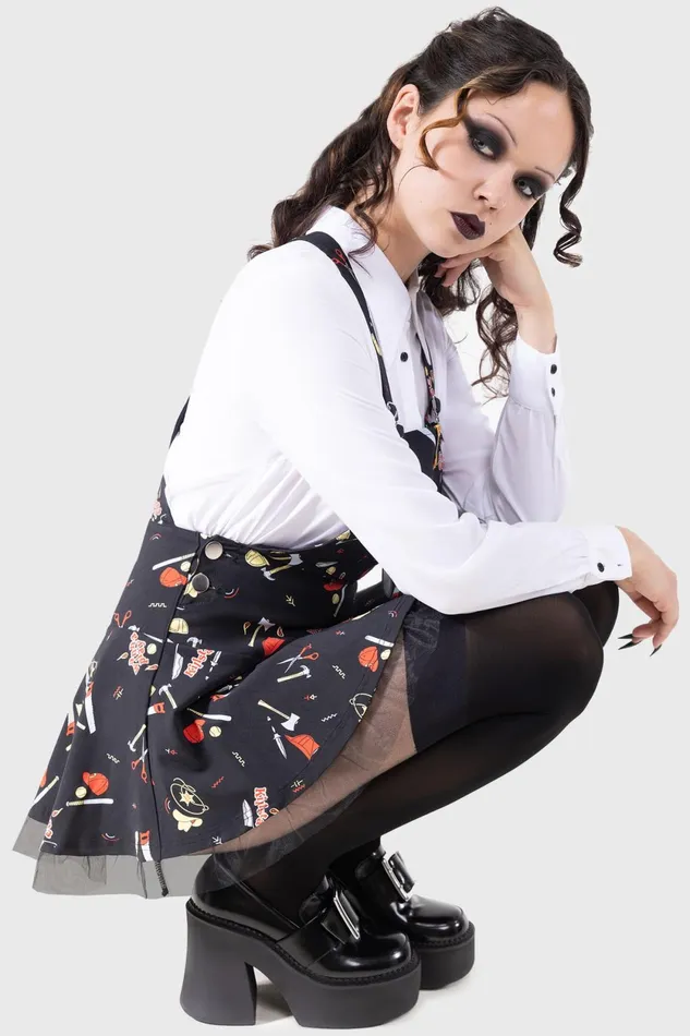 Women Mini Killstar It039s Time To Play Pinafore Dress