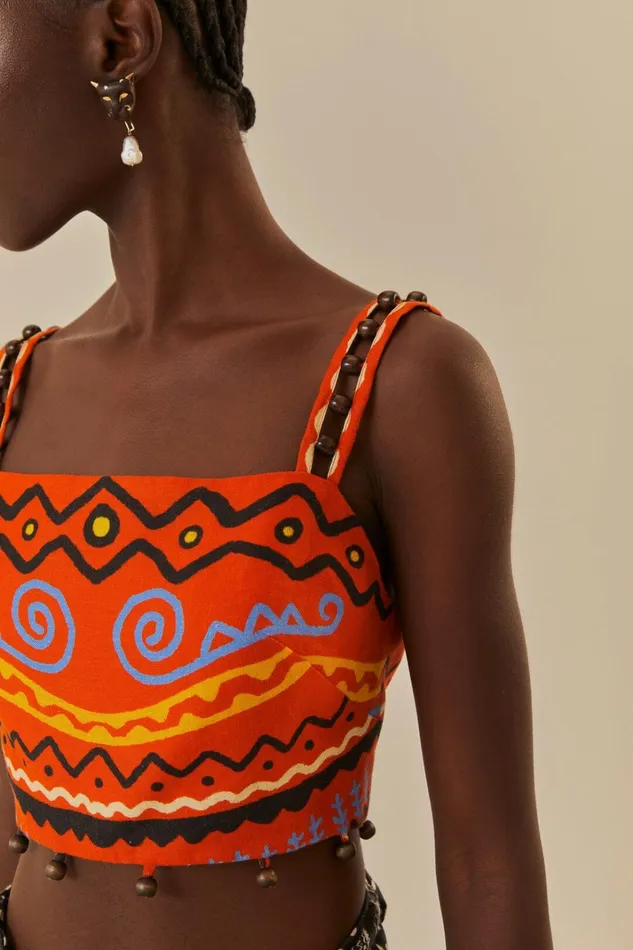 Women Mixed Myriad Sleeveless Top Myriad Orange FARM Rio Crop Tops