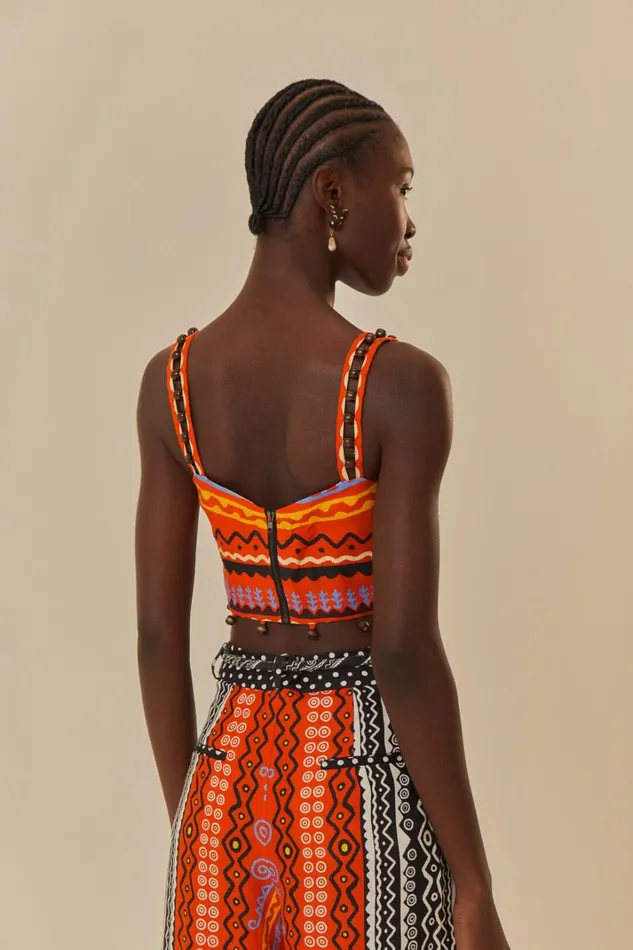 Women Mixed Myriad Sleeveless Top Myriad Orange FARM Rio Crop Tops