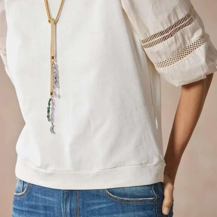 Women Molly Mixed Media Sweatshirt Ivory Sundance Catalog Tops Women Molly Mixed Media Sweatshirt Ivory Sundance Catalog Tops
