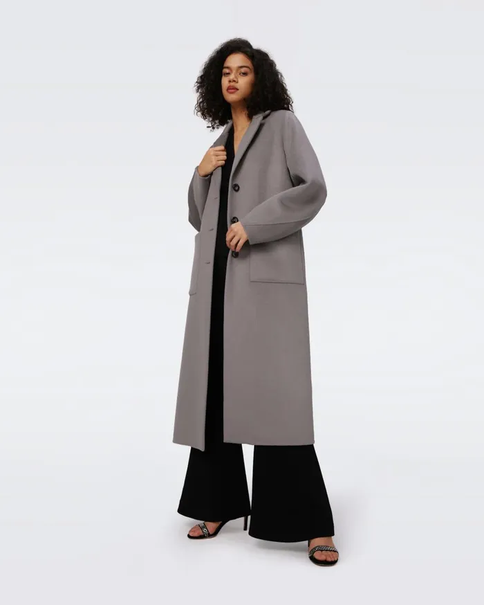 Women Nene Wool Coat Elephant Grey DVF Jackets and Coats
