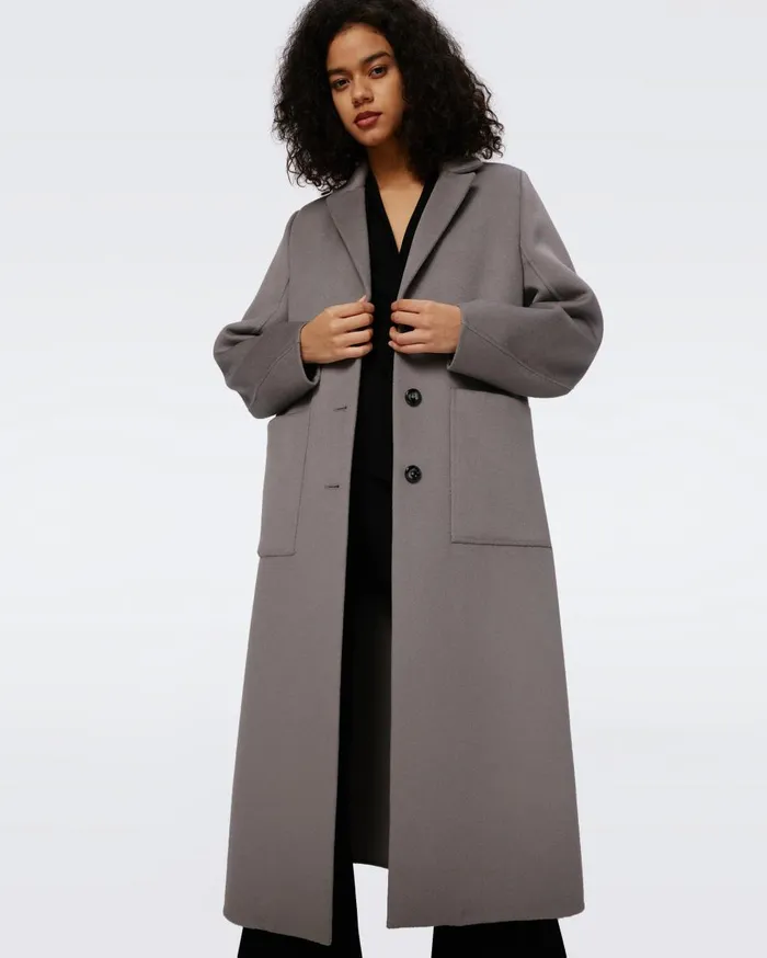 Women Nene Wool Coat Elephant Grey DVF Jackets and Coats