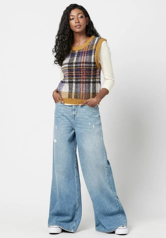 Women Neva Tartan Sweater Vest Tartan Buffalo David Bitton Sweaters