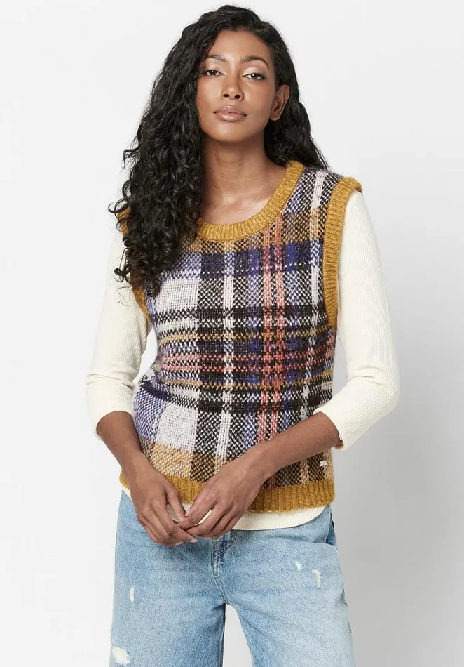 Women Neva Tartan Sweater Vest Tartan Buffalo David Bitton Sweaters