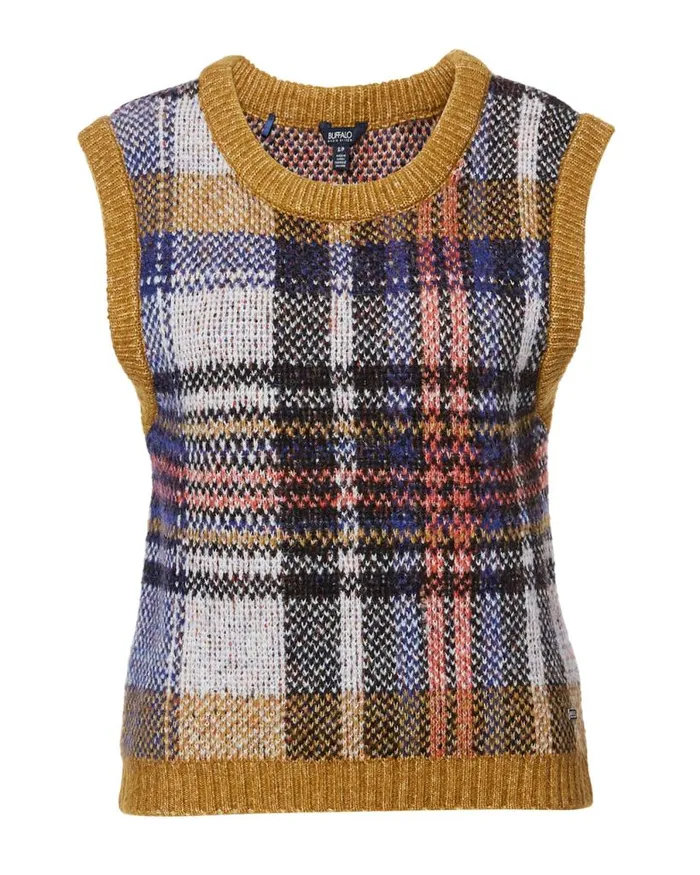 Women Neva Tartan Sweater Vest Tartan Buffalo David Bitton Sweaters