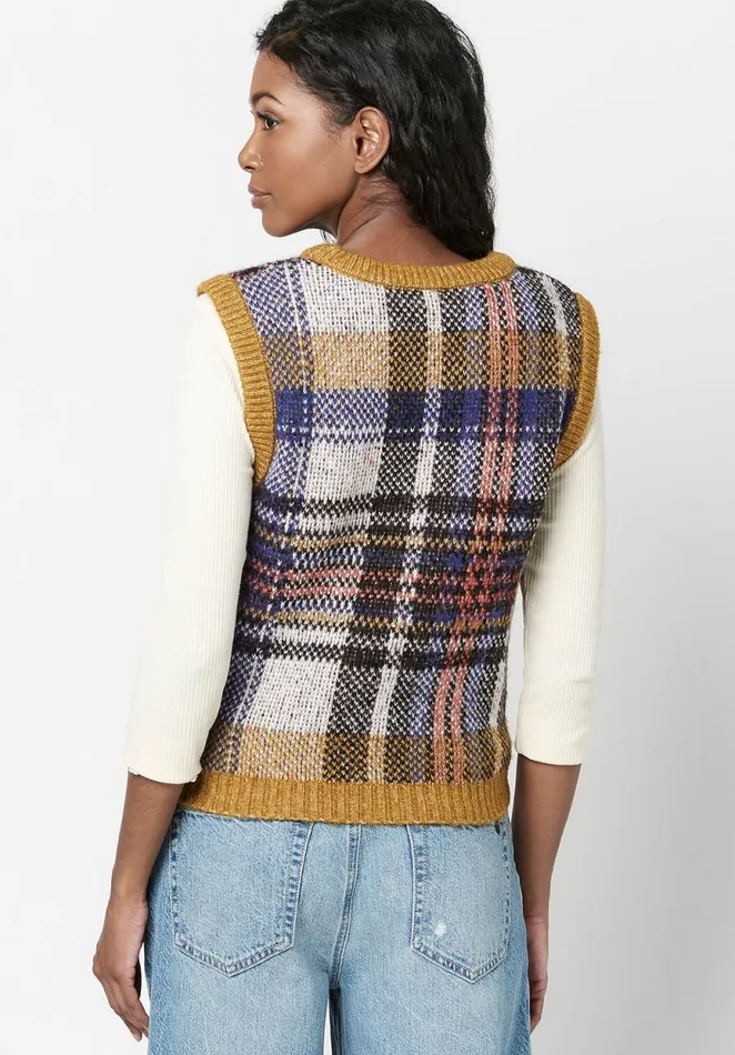 Women Neva Tartan Sweater Vest Tartan Buffalo David Bitton Sweaters