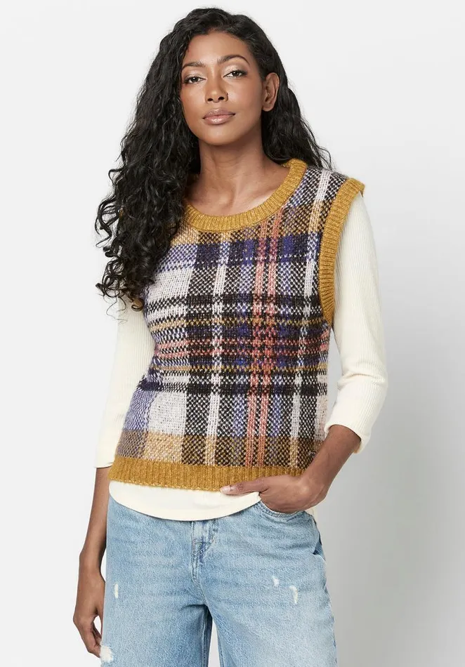 Women Neva Tartan Sweater Vest Tartan Buffalo David Bitton Sweaters