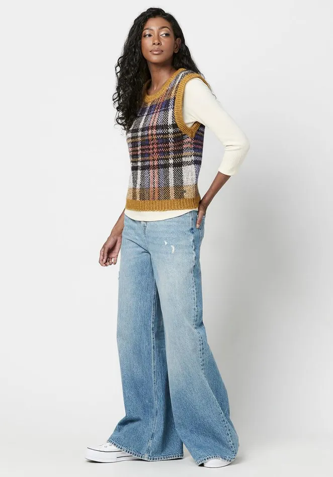 Women Neva Tartan Sweater Vest Tartan Buffalo David Bitton Sweaters