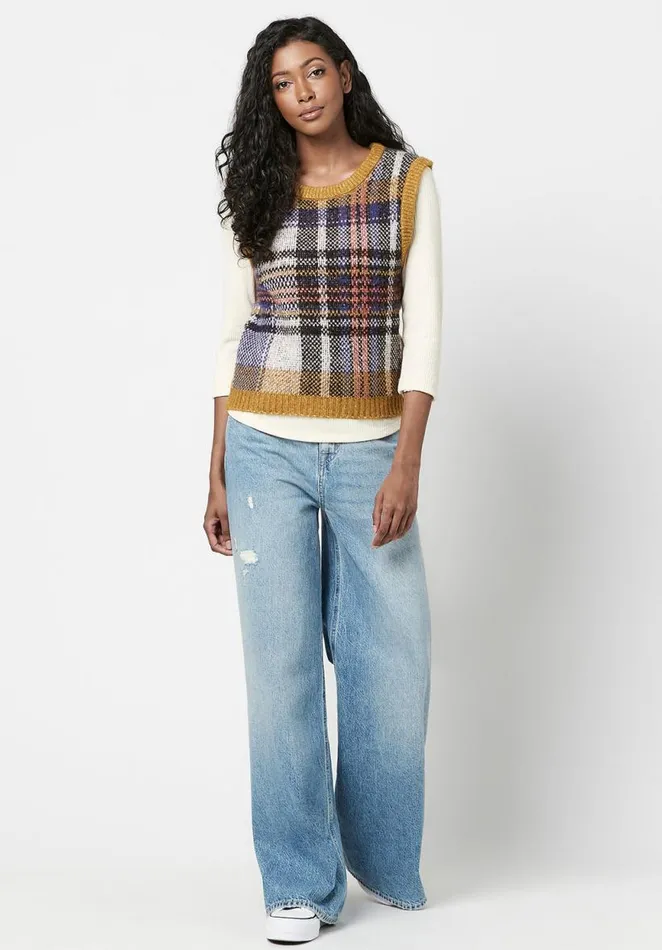 Women Neva Tartan Sweater Vest Tartan Buffalo David Bitton Sweaters