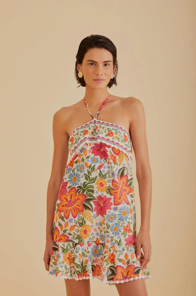 Women OffWhite Bloom Garden Mini Dress Bloom Garden Offwhite FARM Rio Mini Dresses