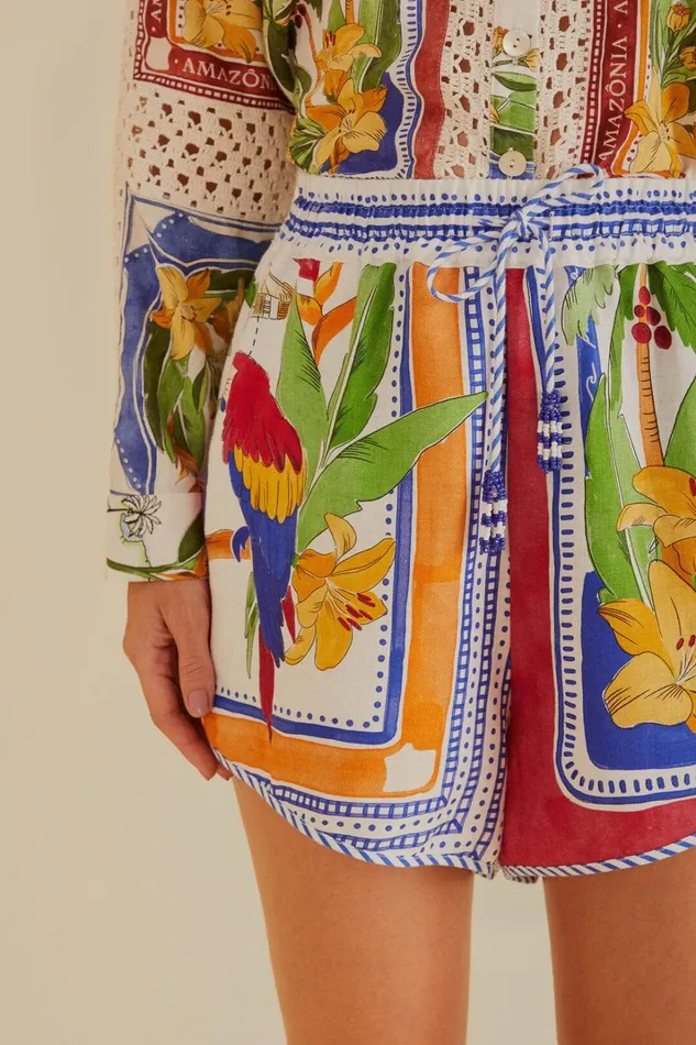 Women OffWhite Tropical Destination LENZING ECOVERO Euroflax Shorts Tropical Destination Offwhite FARM Rio Shorts