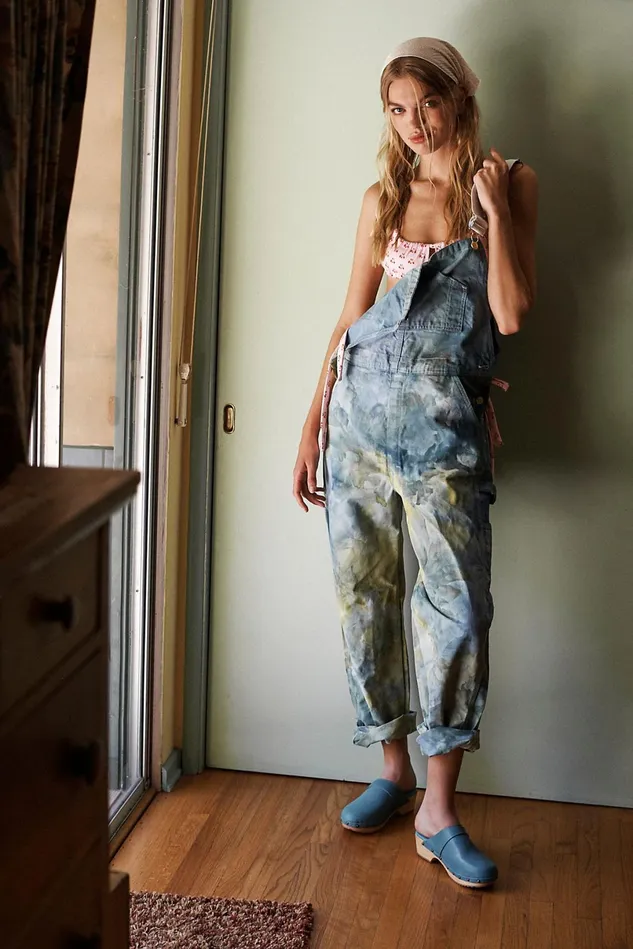 Women Overalls Free People Riverside Tool and Dye Tie Dye Overalls Beta