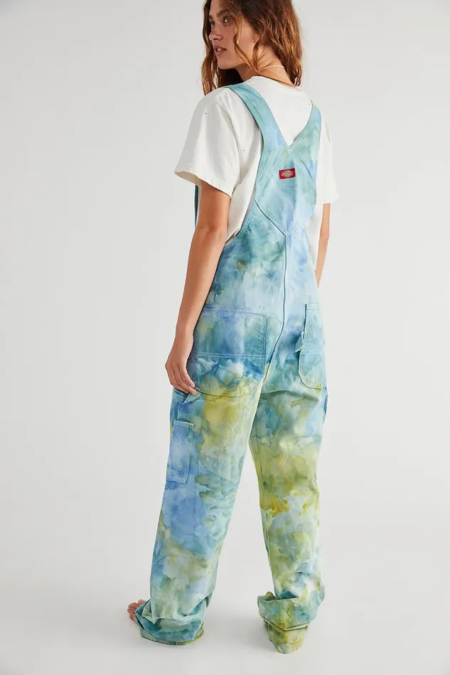Women Overalls Free People Riverside Tool and Dye Tie Dye Overalls Beta