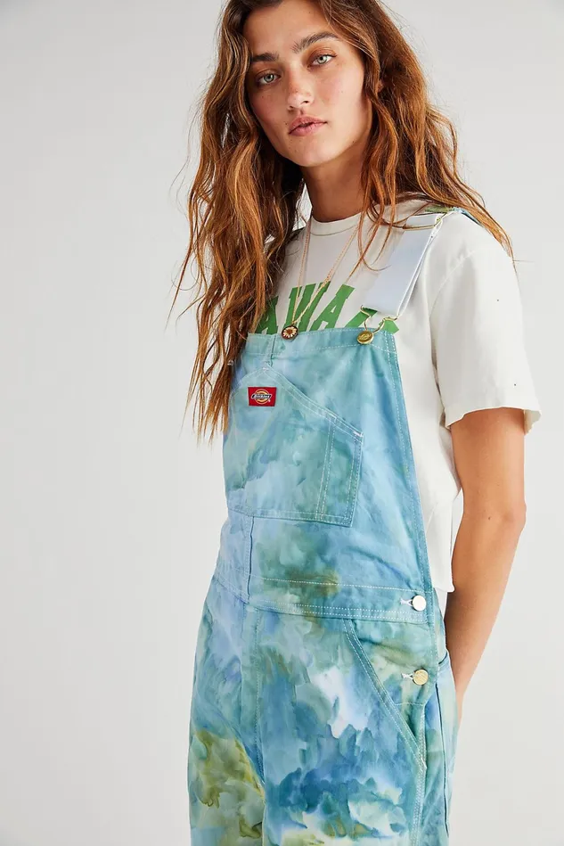Women Overalls Free People Riverside Tool and Dye Tie Dye Overalls Beta