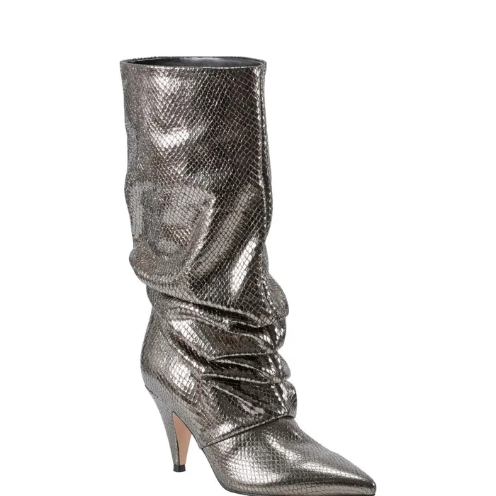 Women Paityn Scrunch Dress Boot Pewter Leather Marc Fisher Boots