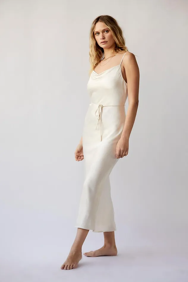 Women Party Dresses Free People Bias Cowl Midi Dress Cream