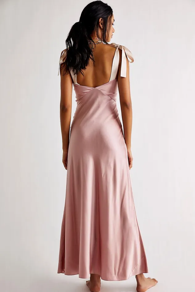 Women Party Dresses Free People Bow Tie Strap Midi Dress Mauve
