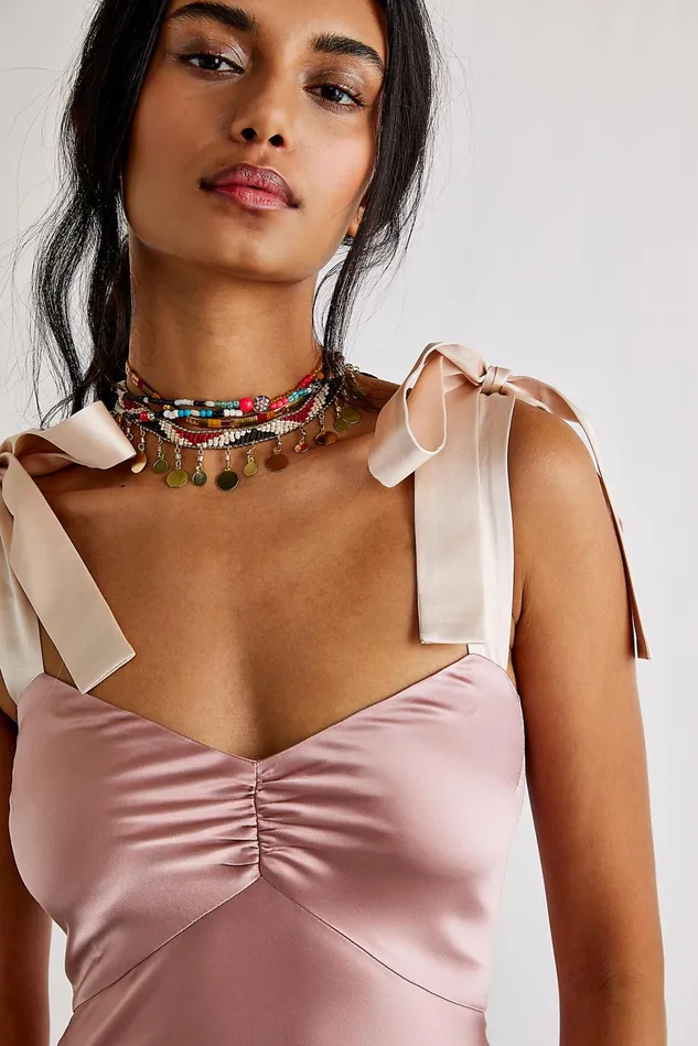 Women Party Dresses Free People Bow Tie Strap Midi Dress Mauve